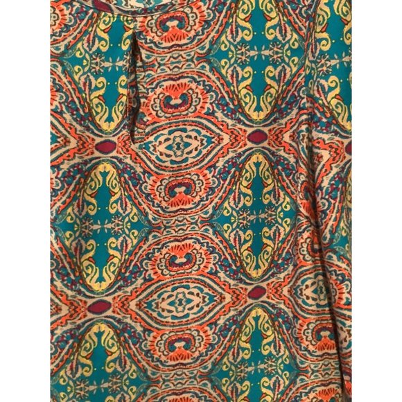 Beboy Teal and Orange Geometric Dress Lightweight Soft Comfortable Dress Small - Picture 2 of 7